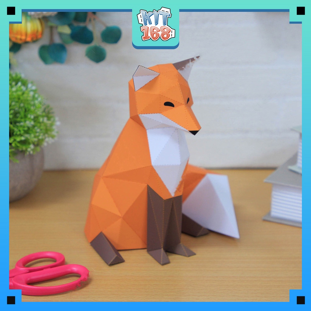 Mô hình giấy động vật Cáo Polygon