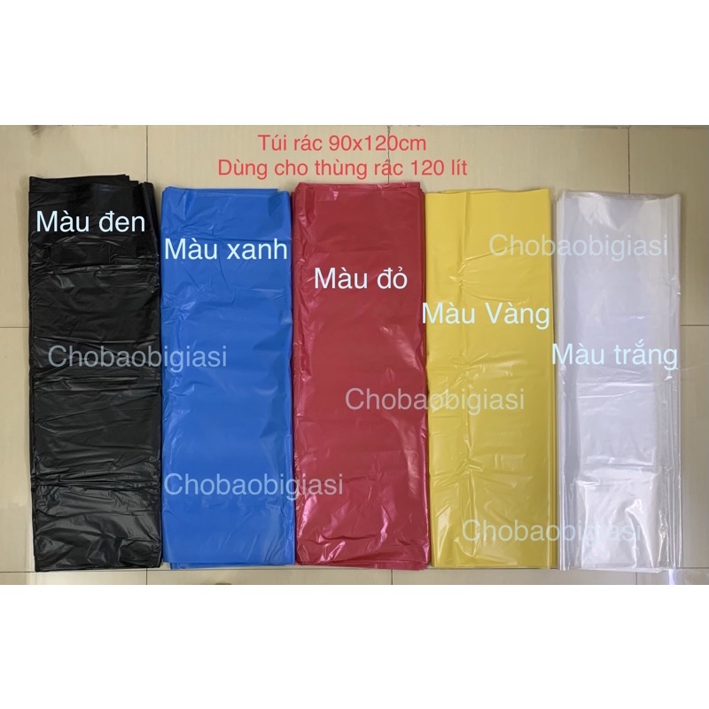 {Combo 8 cái/màu} Túi rác công nghiệp 90x120cm, 120 lít (5 MÀU lựa chọn), dạng rời