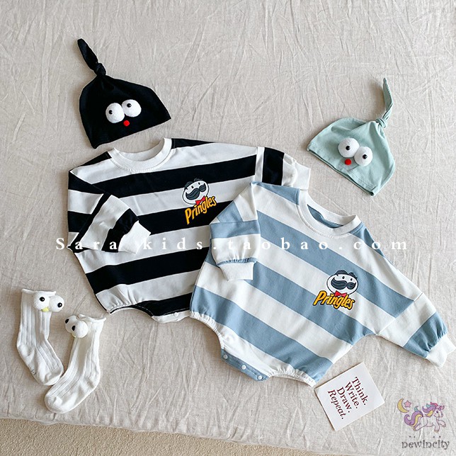 Bộ đồ liền thân kèm nón họa tiết hoạt hình xinh xắn cho trẻ sơn sinh