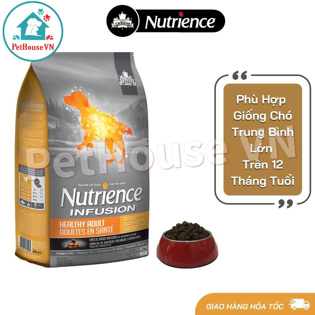 NUTRIENCE INFUSION - Bao 10Kg Thức Ăn Hạt Cho Chó Trưởng Thành Vừa Và Lớn Vị Gà & Rau Củ Quả Hàng Chính Hãng