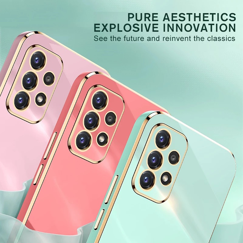 Ốp Điện Thoại Silicon Vuông Viền Mạ Màu Macaron 6D Có Vòng Đỡ Cho OPPO A98 A78 5G A17 A17K A77s A76 A57 A77 A96