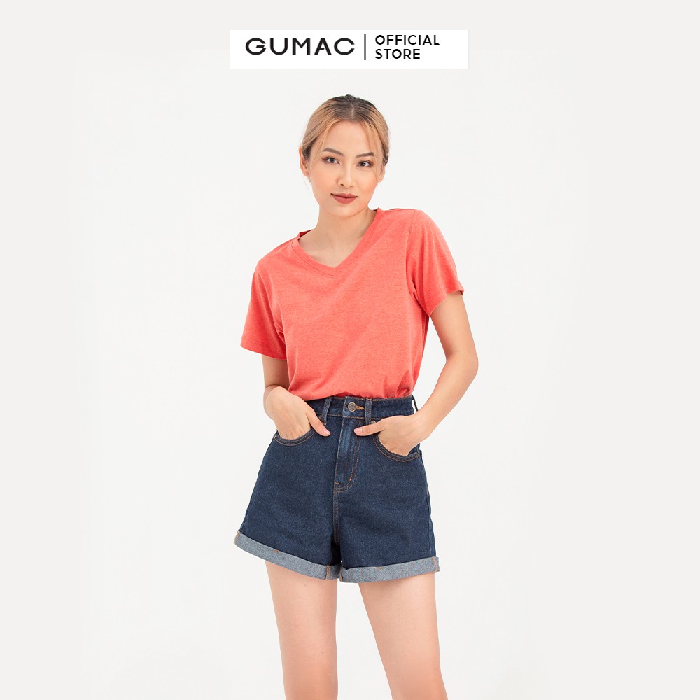 [Mã WABRGUM giảm 10% tối đa 30K đơn 99K] Áo thun nữ cổ tim cơ bản thời trang nữ GUMAC form basic năng động ATC04020 | BigBuy360 - bigbuy360.vn