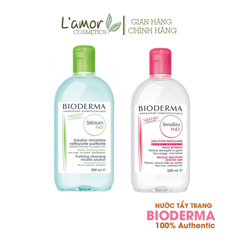 Nước Tẩy Trang Siêu Sạch Xanh Và Hồng 500ml làm sạch lớp trang điểm trên da nhạy cảm