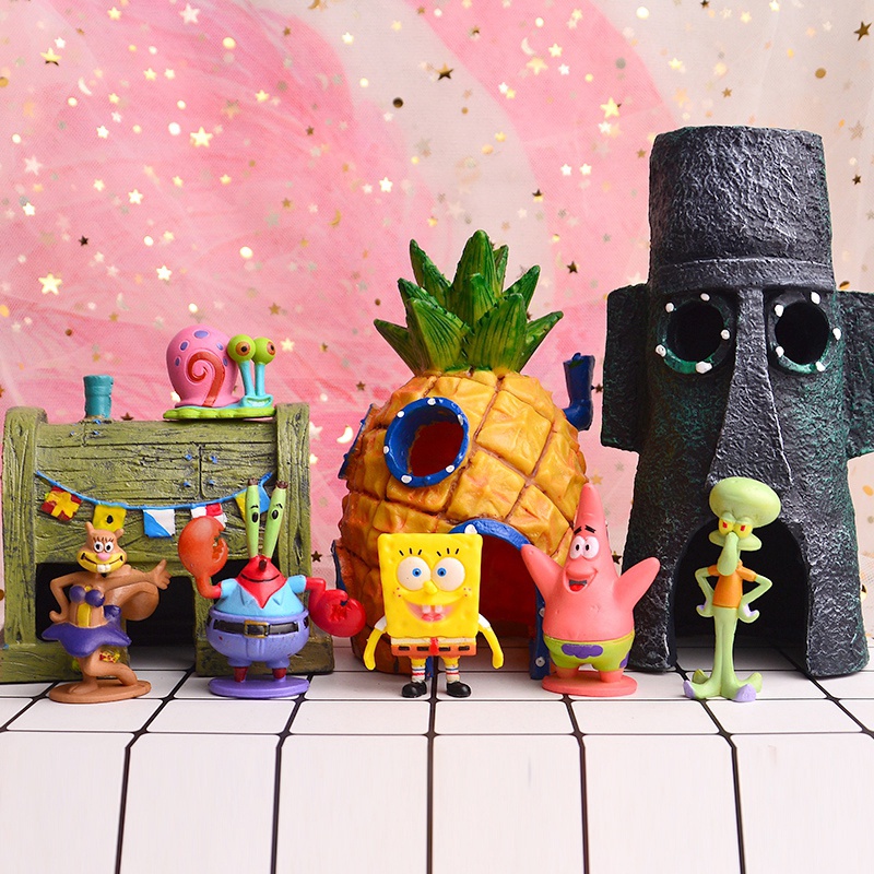 Mô Hình Nhân Vật Phim Hoạt Hình Spongebob Bằng Nhựa Dùng Để Trang Trí Bể Cá