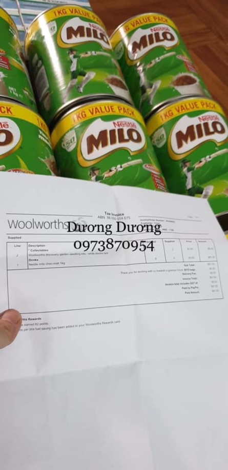 Sữa Milo/ A2 (1kg) date 12/2020 (bill mua tháng 10/2019)