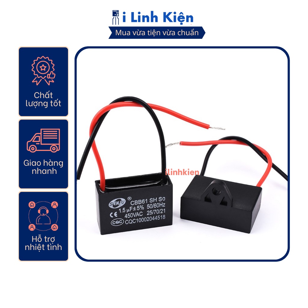 Tụ quạt 1.5uF dây CBB61 loại tốt