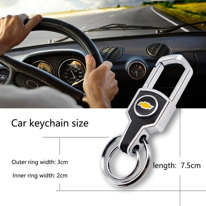 Móc khóa da kim loại hình logo cho xe Chevrolet Cruze Spark Aveo Captiva Trailblazer Colorado Orlando