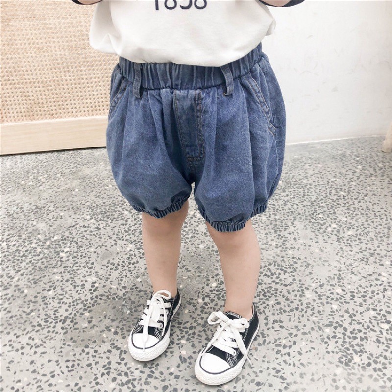 [Mã FAMAYFA2 giảm 10K đơn 50K] Quần Sooc Jean Mềm Bo Chun Gấu Trẻ Em 10-20kg