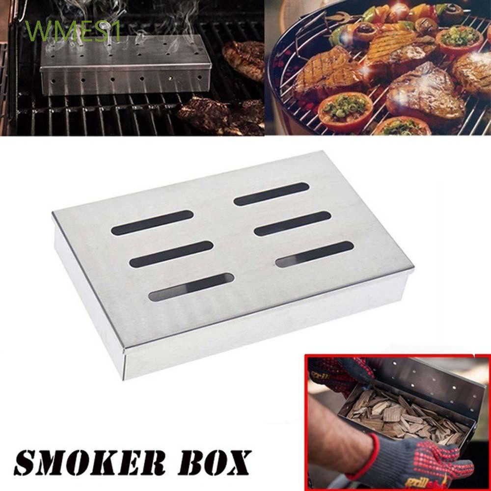 WMES1 Washable BBQ Smoker Box Stainless steel Charcoal Grills Meat Smokers Box Smoked Meat Grill Kitchen Outdoor Barbecue Bacon Barbecue Accessories/Multicolor