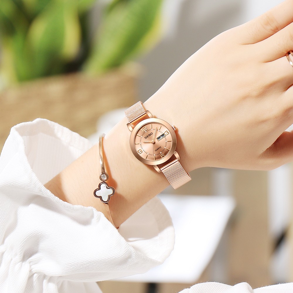 Đồng hồ nữ Seno chống nước, kính chống xước dây kim loại cao cấp seno DHN335 | BigBuy360 - bigbuy360.vn