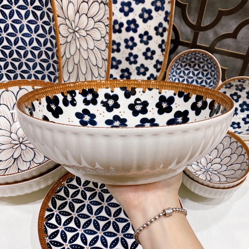 Bát đĩa Decor, Chén Dĩa Dễ Thương, Tô Ăn Cơm Sứ Đẹp Sét Mây Nhật H3 cực kỳ sang chảnh