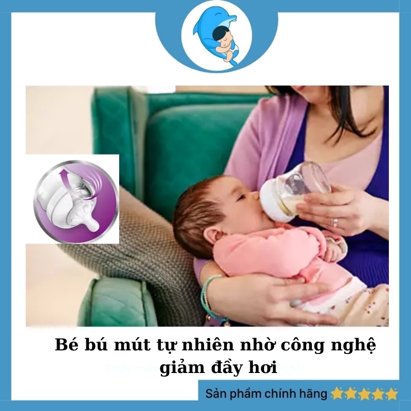 Bình sữa Phillips Avent Natural thủy tinh không BPA chống đầy hơi chống sặc an toàn cho bé 120/240ml