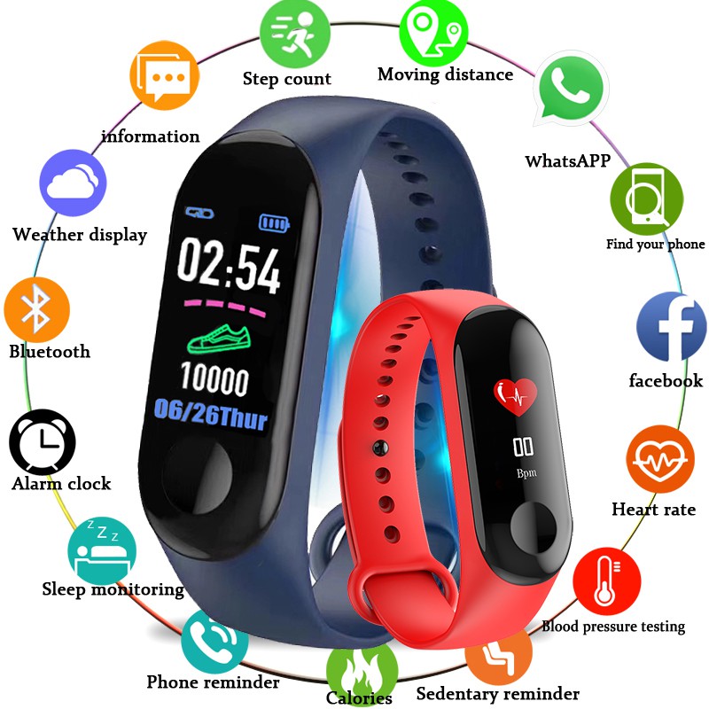 Vòng đeo tay thông minh theo dõi nhịp tim pk mi band 3