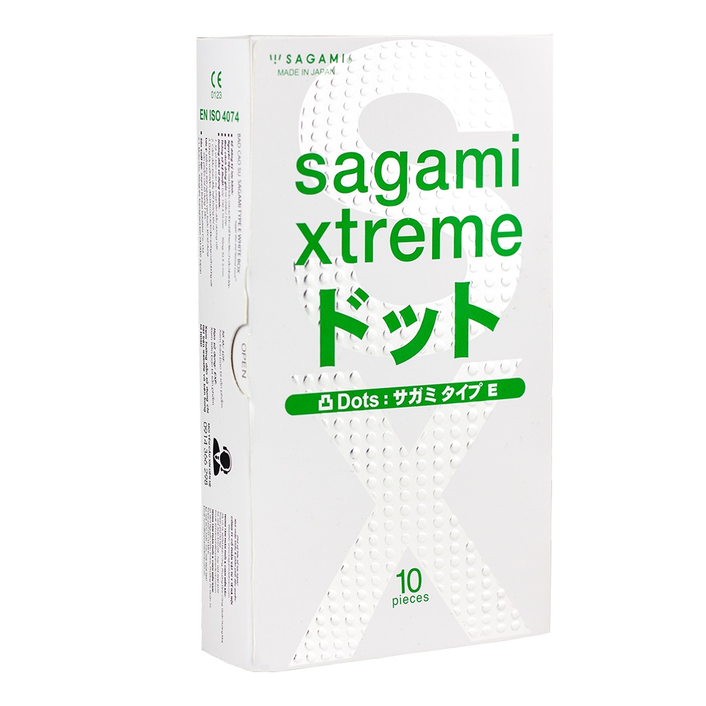 Bao Cao Su Sagami White Box Có Gai Chấm Nổi – BCS Mỏng, Kéo Dài Thời Gian - Hộp 10 Chiếc