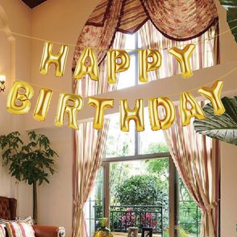 Set 13 Bong Bóng Tráng Nhôm 16 Inch In Chữ Happy Birthday Dùng Trang Trí Tiệc Sinh Nhật