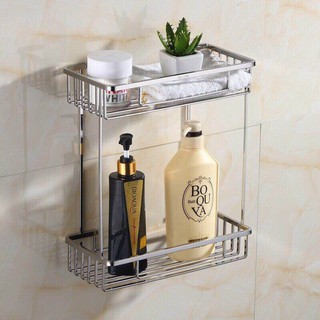 Kệ góc nhà tắm inox 304 cao cấp nan vuông, kệ thẳng nan vuông 304 2 tầng