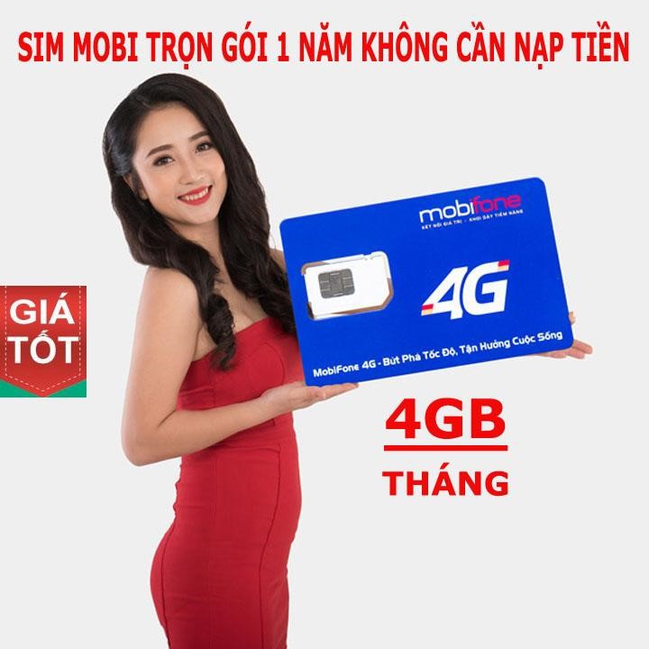 Sim 3G/4G Mobi 1 năm Gói MDT250A Và MDT255 Sim 4G trọn gói cả năm Không Cần Nạp Tiền