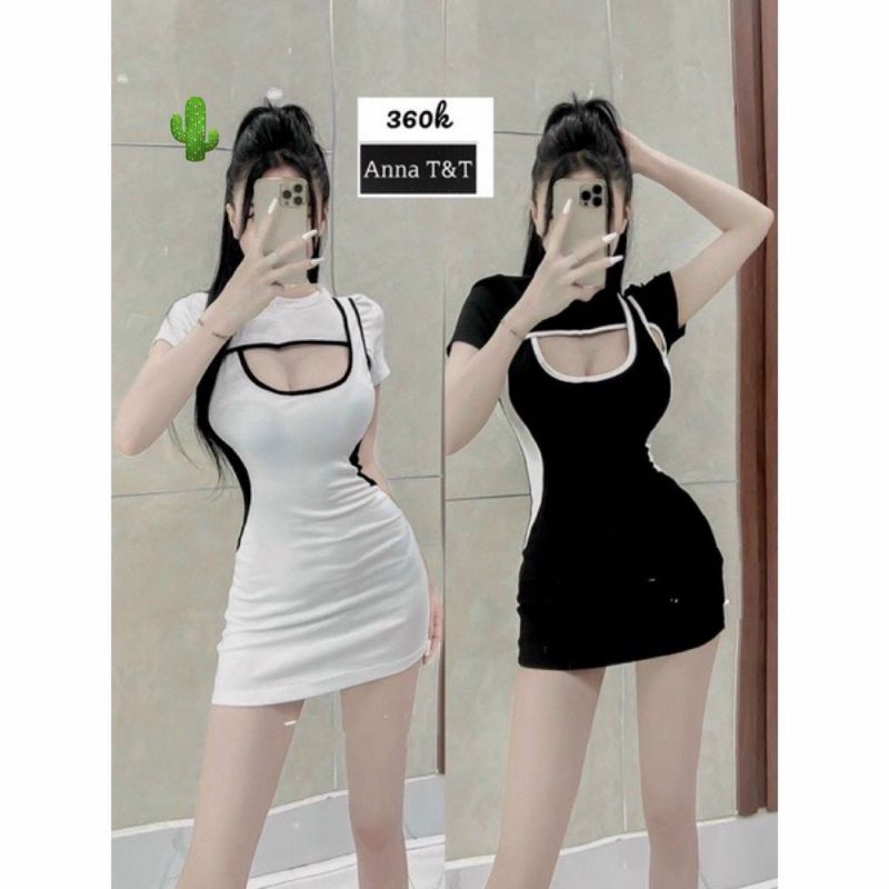 Đầm body viền khoét ngực cá tính Siêu tôn dáng PC