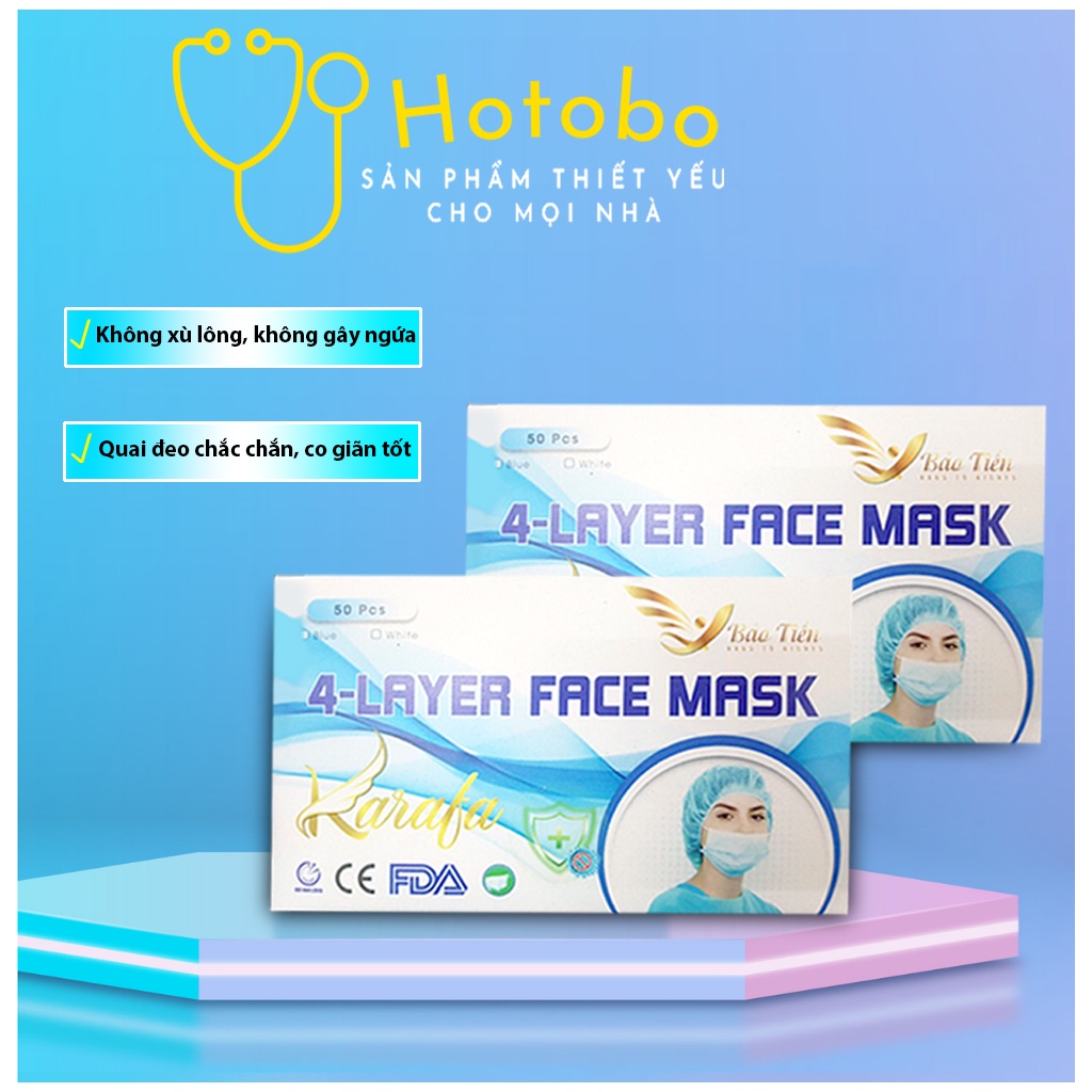 khẩu trang y tế trắng Cao Cấp Kháng Khuẩn Hộp 50 Chiếc Bảo Tiến | BigBuy360 - bigbuy360.vn