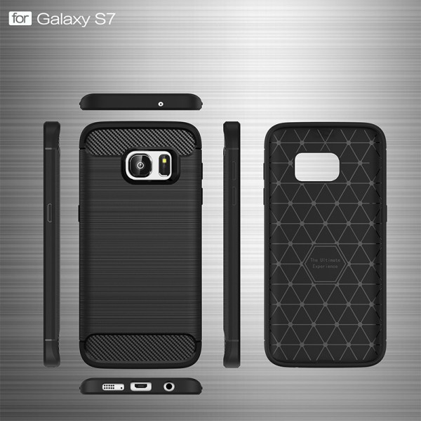 Samsung S7 Carbon Fibre Phone Back Cover TPU Full Coverage Shockproof Anti-fall