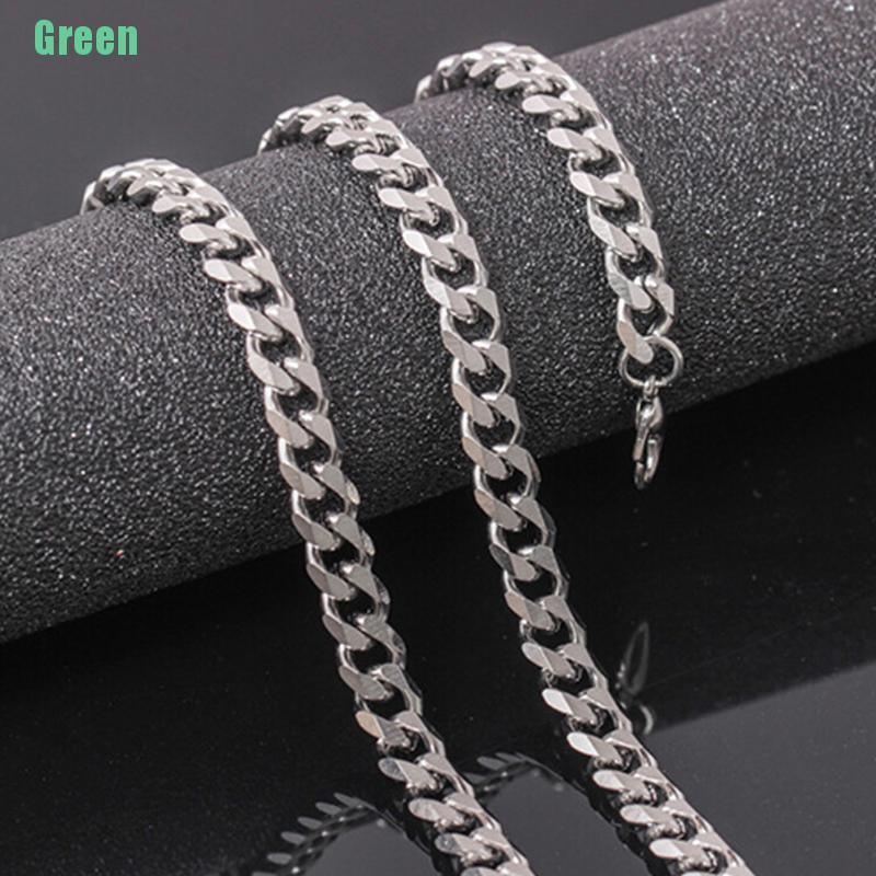 ✪Ting Size 4-6mm Men's Necklace Stainless Steel Cuban Link Chain Hip Hop Jewelry Gift