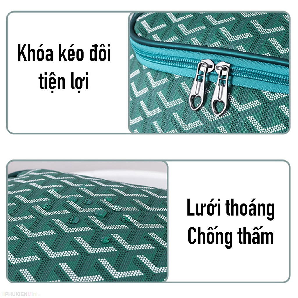 Túi da PU đựng mỹ phẩm du lịch treo nhà tắm toilet nhiều ngăn, túi đựng vật dụng cá nhân du lịch 2 lớp vải dầy chắc