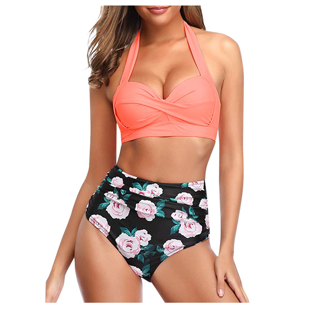 Bộ Bikini Hai Mảnh Lưng Cao In Họa Tiết Cổ Điển Cho Nữ | BigBuy360 - bigbuy360.vn
