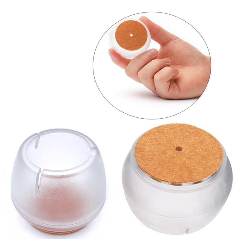 Set 16 Vỏ Bọc Bảo Vệ Chân Bàn / Ghế / Đồ Nội Thất Hình Tròn Bằng Silicon / Nỉ Chống Trượt Tiện Dụng