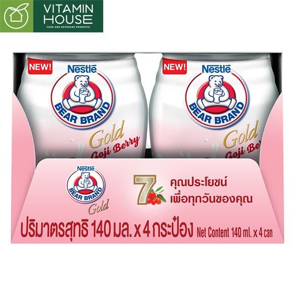 Lốc 4 Hộp Sữa Gấu Đẹp da Nestle Bear Brand Gold Thái 140ml