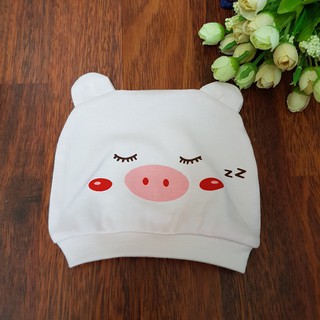 Mũ chụp sơ sinh cotton tai gấu cho bé 0-3m