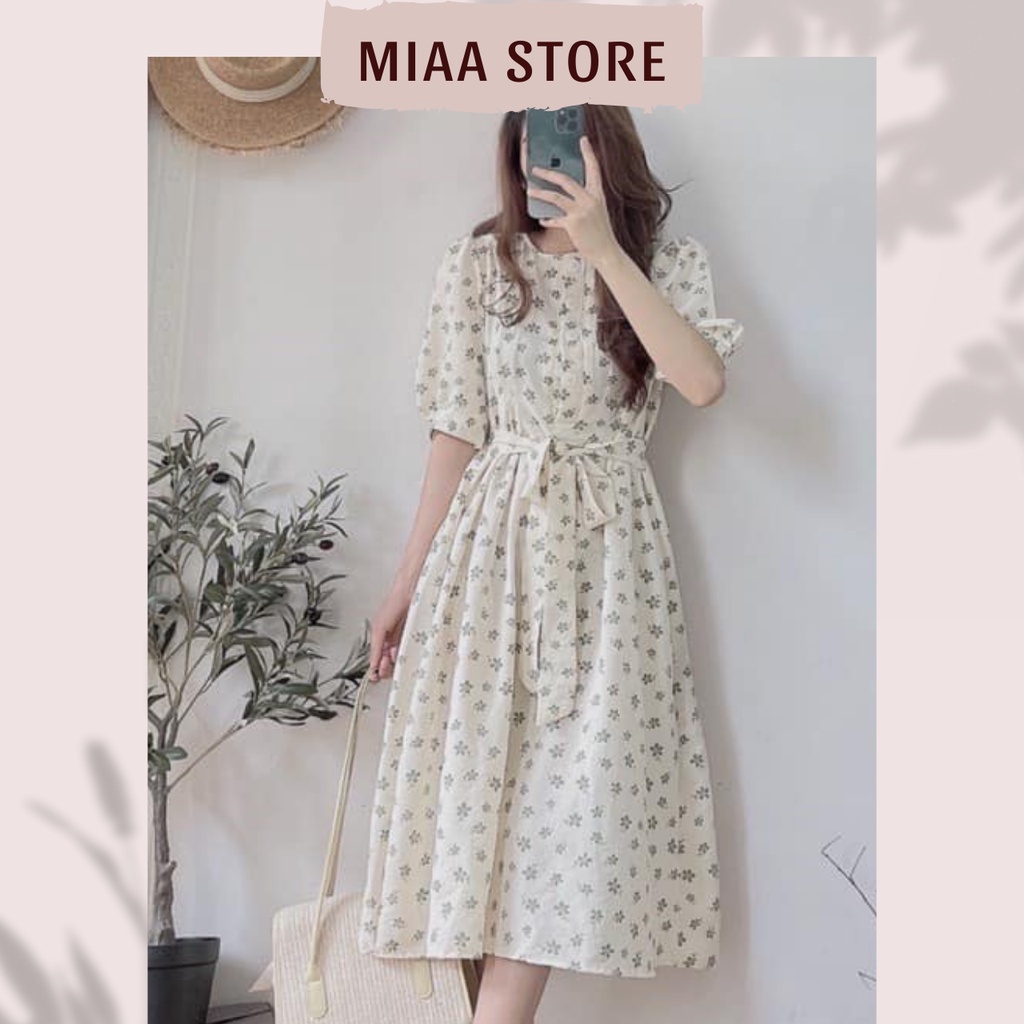 Váy/ Đầm nữ dáng dài buộc nơ hình cỏ may mắn