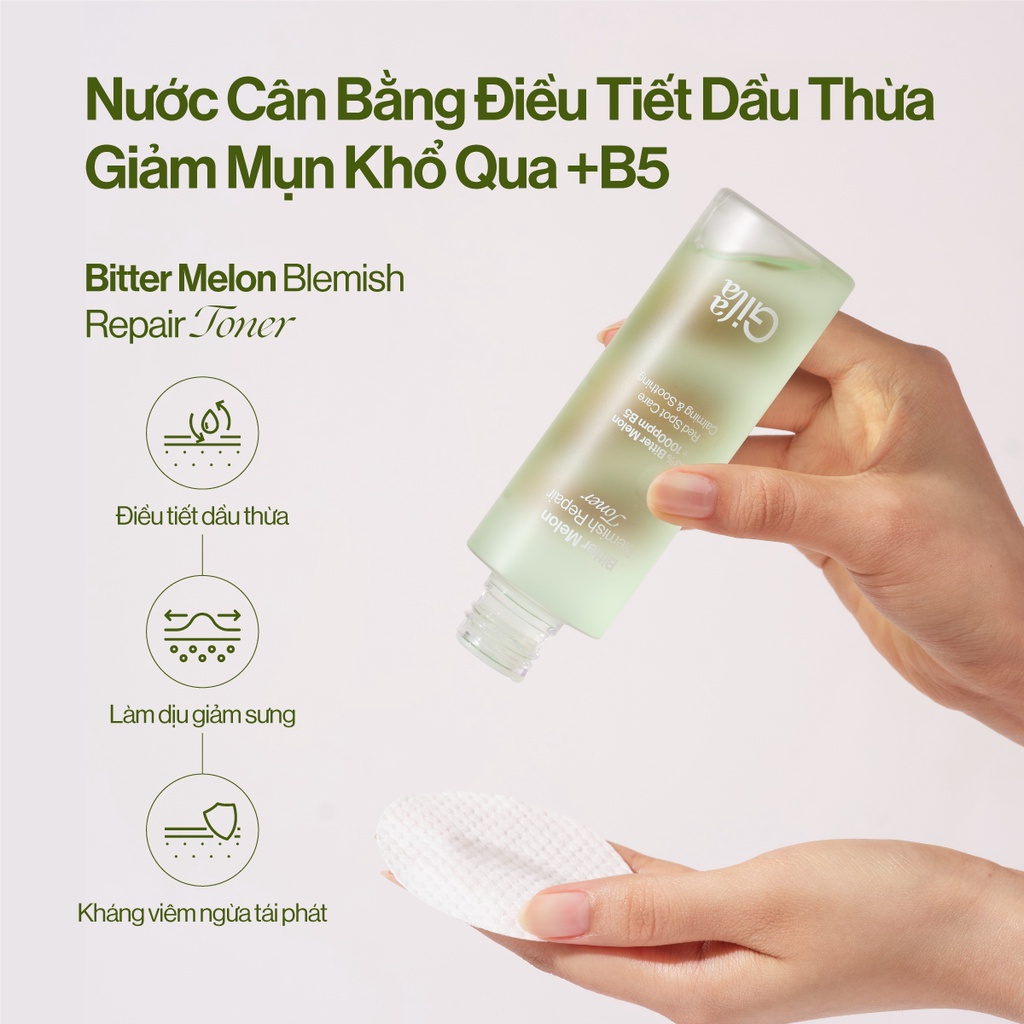 Nước Cân Bằng Gilaa Bitter Melon Blemish Repair Toner Khổ Qua & B5 Giảm Dầu Mụn 140ml