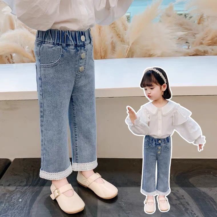 Quần Jeans Phong Cách Hàn Nhật Mới 2022 Cho Bé Gái