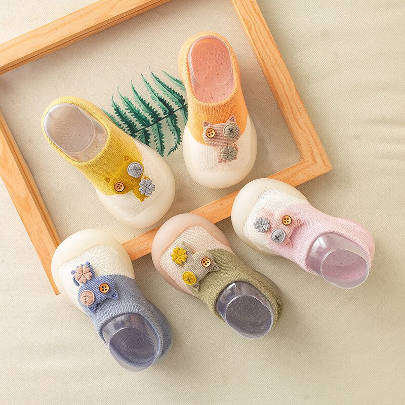 Vớ Cao Su Cotton Mềm Mại Co Giãn Chống Trượt In Hình Động Vật Hoạt Hình Thời Trang Thu Đông Cho Trẻ Sơ Sinh