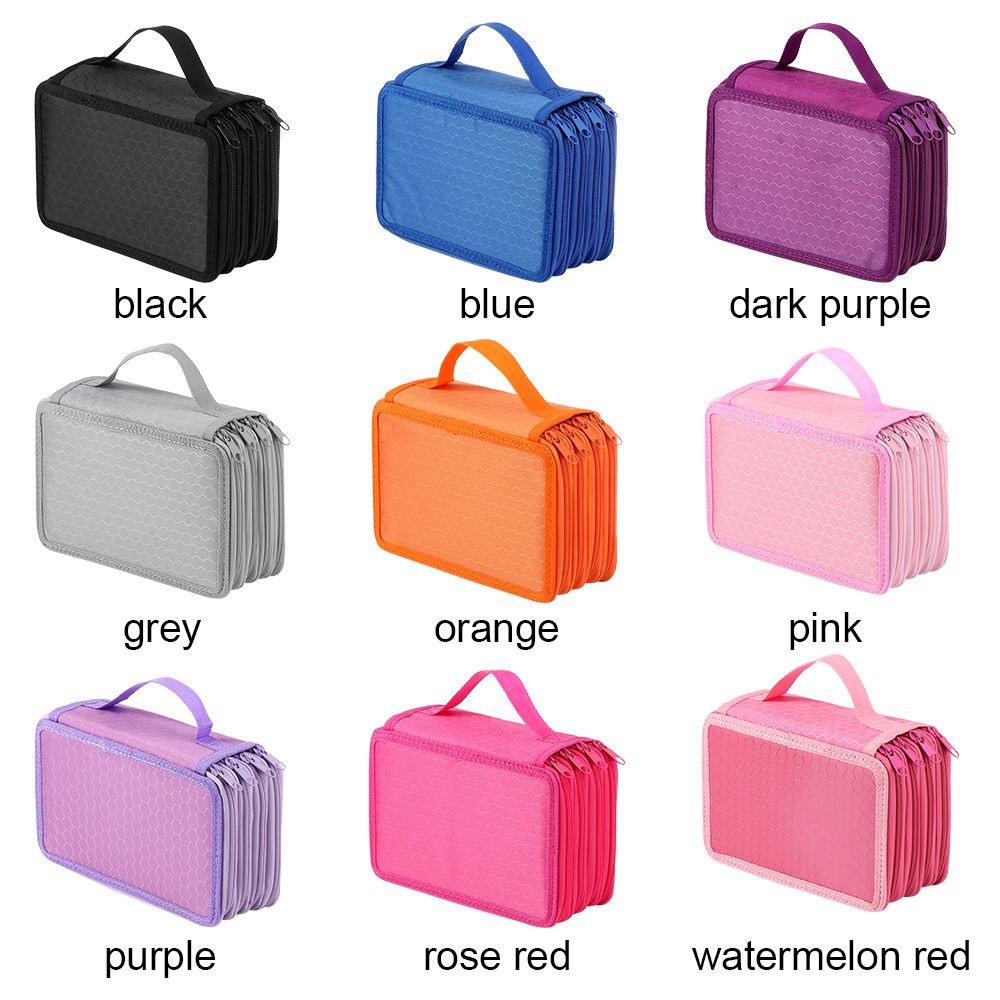 Túi Đựng Bút Chì 72 Ngăn Sức Chứa Lớn Bằng Nylon Hai Lớp Có Khóa Kéo Dành Cho Học Sinh/Văn Phòng