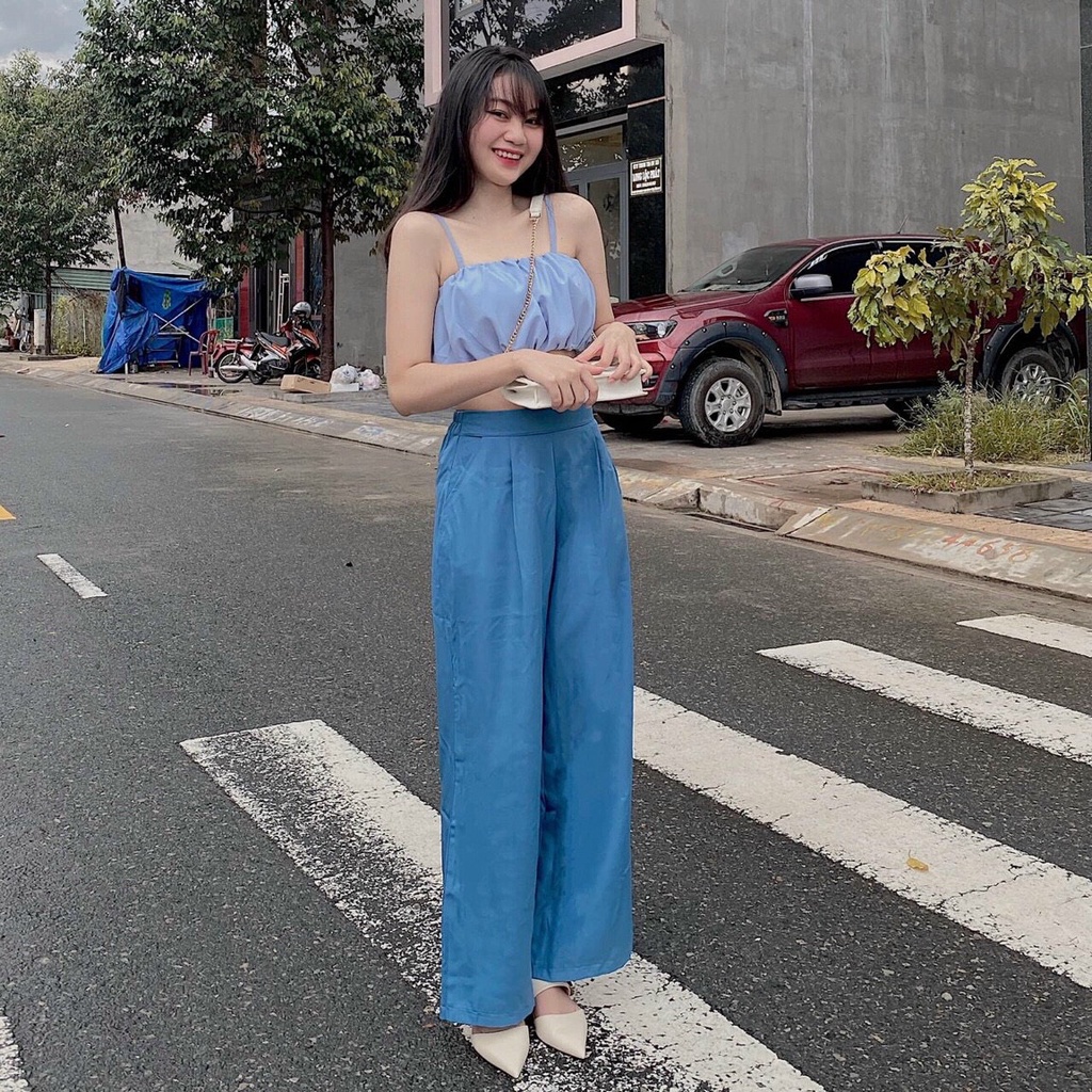 [Mẫu Mới] Sét Bộ Quần Dài Ống Rộng Áo Chạy Moccking Thời Trang Nữ Sam Closet Free Size 40-55kg