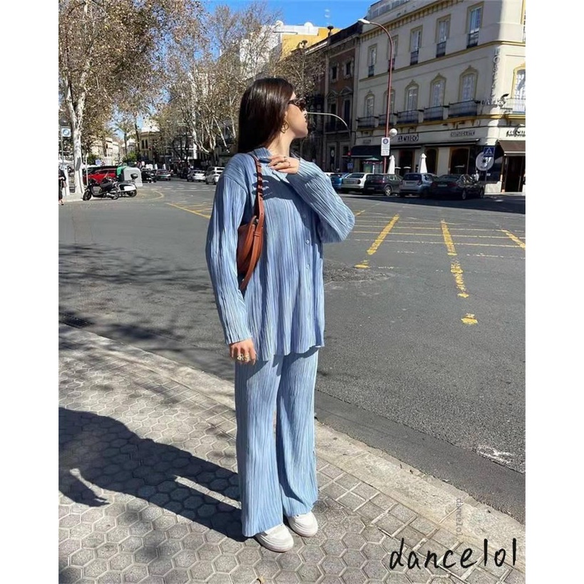 Set Áo Sơ Mi Tay Dài Có Nút &amp; Quần Dài Nhảy Múa 1O1 Cho Nữ