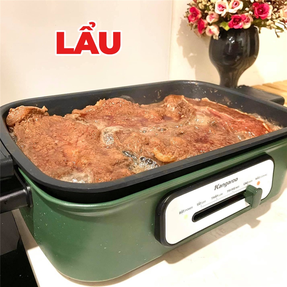 Nồi lẩu nướng đa năng Kangaroo KG5EGH dung tích lớn 5L, thiết kế 2 tầng, 2 chức năng lẩu - nướng tiện lợi