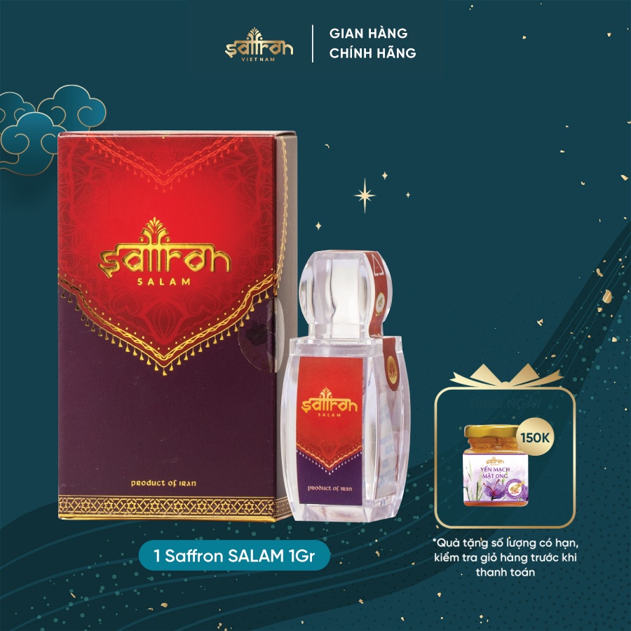 Nhụy Hoa Nghệ Tây Saffron Salam 1Gram/hộp Tặng Mặt nạ mật ong Saffron yến mạch