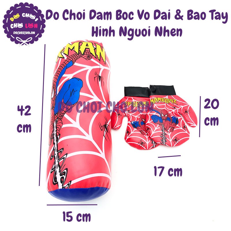 Bao Bố Tập Boxing Kèm Găng Tay Cho Bé Hình Supermen 42*15*15 cm Chất lượng