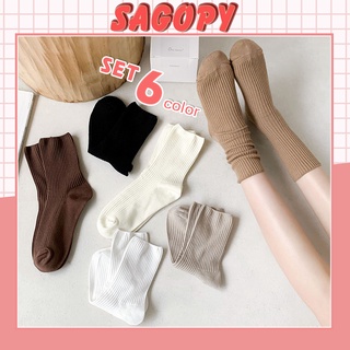 Tất cổ cao gân trơn nam nữ nhiều màu,  vớ cổ cao vải cotton co giãn phong cách Vintage hàn quốc chống hôi chân TD32