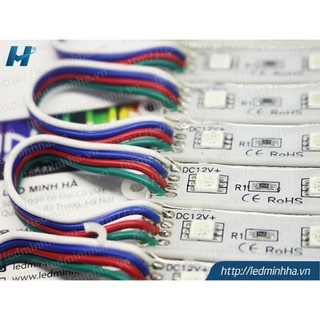 Bộ 20 LED Chịu Nước 7 Màu RGB Led 5050 Kích Cỡ 7512 (1 Thanh 3 Bóng)