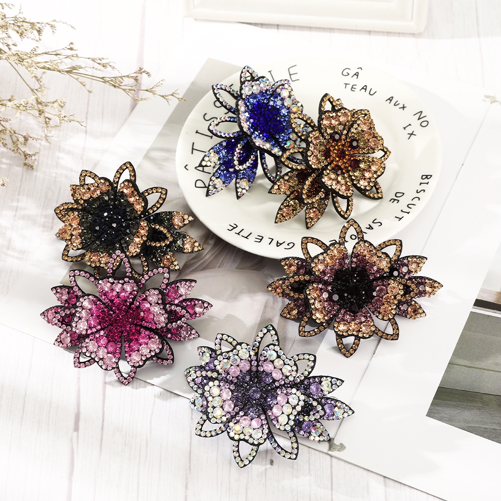 Haimeikang Phụ nữ Rhinestone Kẹp tóc Kẹp Tóc đuôi ngựa Kẹp tóc Cô gái Hoa Phụ kiện tóc