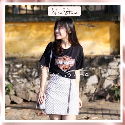 Áo Croptop Nữ Tay Ngắn MOTOR HARLEY-DAVISON COMPANY Chất Cotton Mềm Mịn NinaStore Mã 19