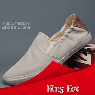 Slip on nam 2020 - giày lười vải nam cao cấp baoda - vải polyester 3 màu đen, khaki, xanh nhạt - mã