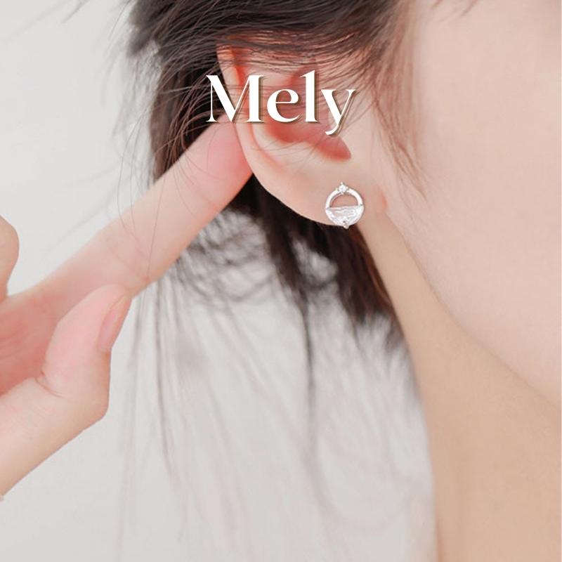 Bông tai hàn quốc tiểu thư nhỏ xinh sang trong chuôi bạc 925 cao cấp đính đá, hình hoa, nơ, ngọc - Mely