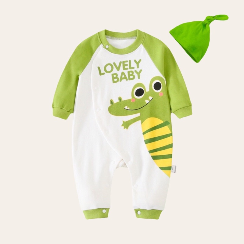 Bodysuit hình động vật dễ thương kèm mũ cho bé