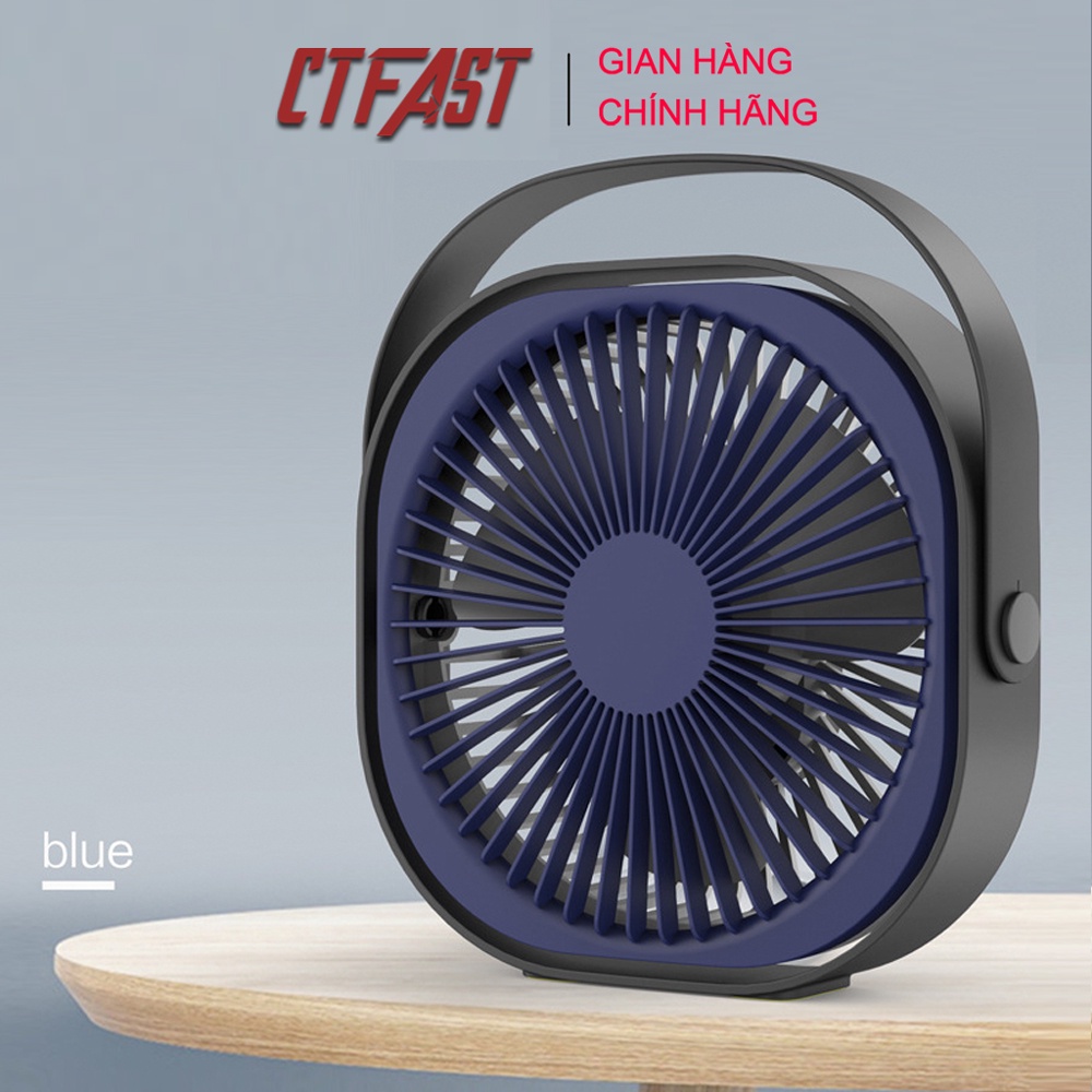 Quạt Mini Để Bàn CTFAST M102: Thiết Kế Nhỏ Gọn, Điều Chỉnh 3 Tốc Độ, Ít Gây Ồn, Pin Sạc Dung Lượng 2000mAh, Xoay 360 Độ