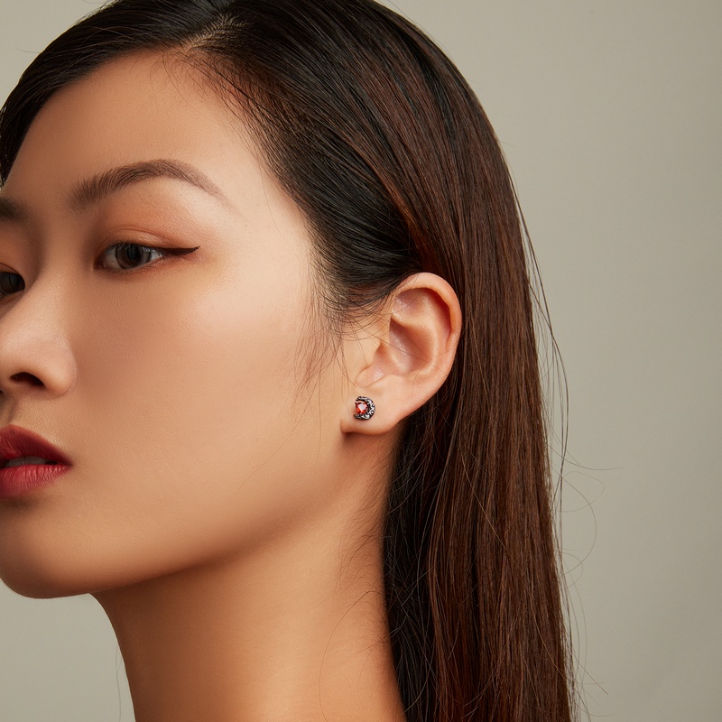 BAMOER Bông Tai bạc 925 HìNh Trăng KhuyếT Halloween ThờI Trang