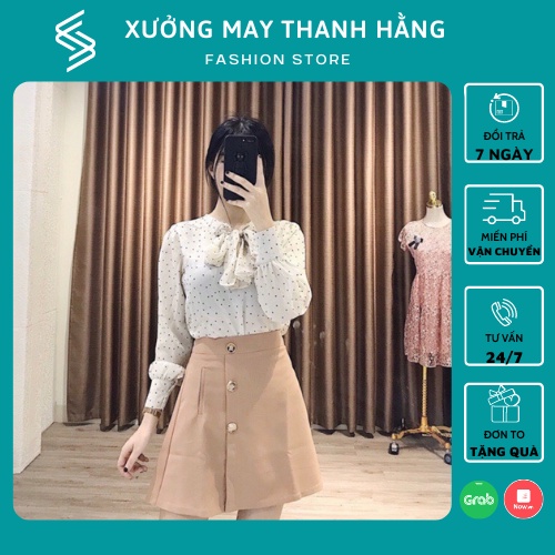 Quần giả váy đính cúc, Short giả váy mẫu hè mới chất đẹp tôn dáng dễ phối đồ mặc đi làm đi chơi